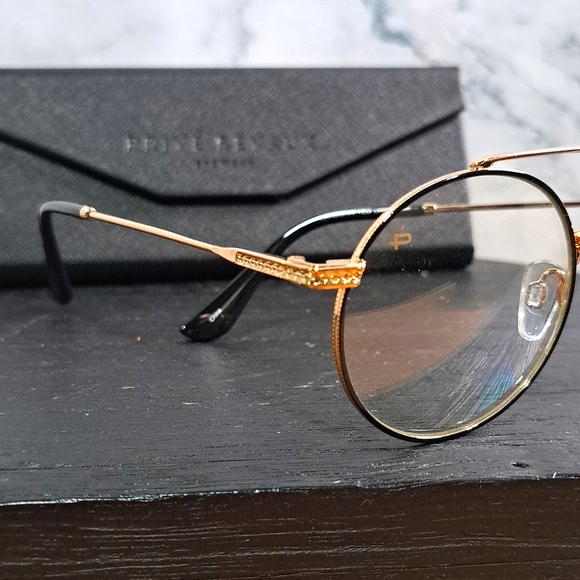NEW Blue light filtering glasses by PRIVE REVAUX, round gold, Rx'able - Picture 4 of 7